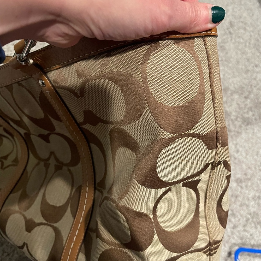 Coach Signature Tote Bag - EUC - Brown and Tan - Picture 6 of 7